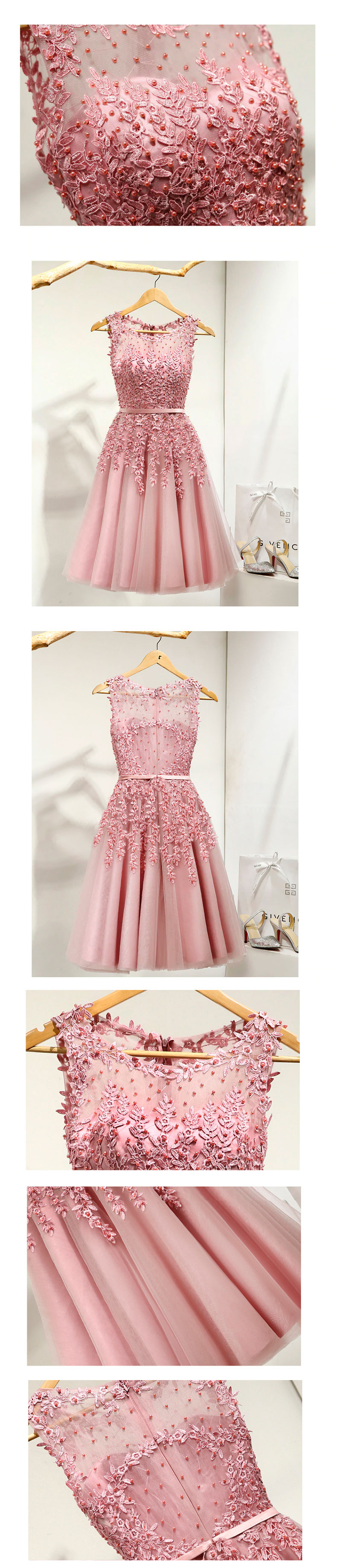 Vestido de fiesta corto Mod. VC4224 color rosa