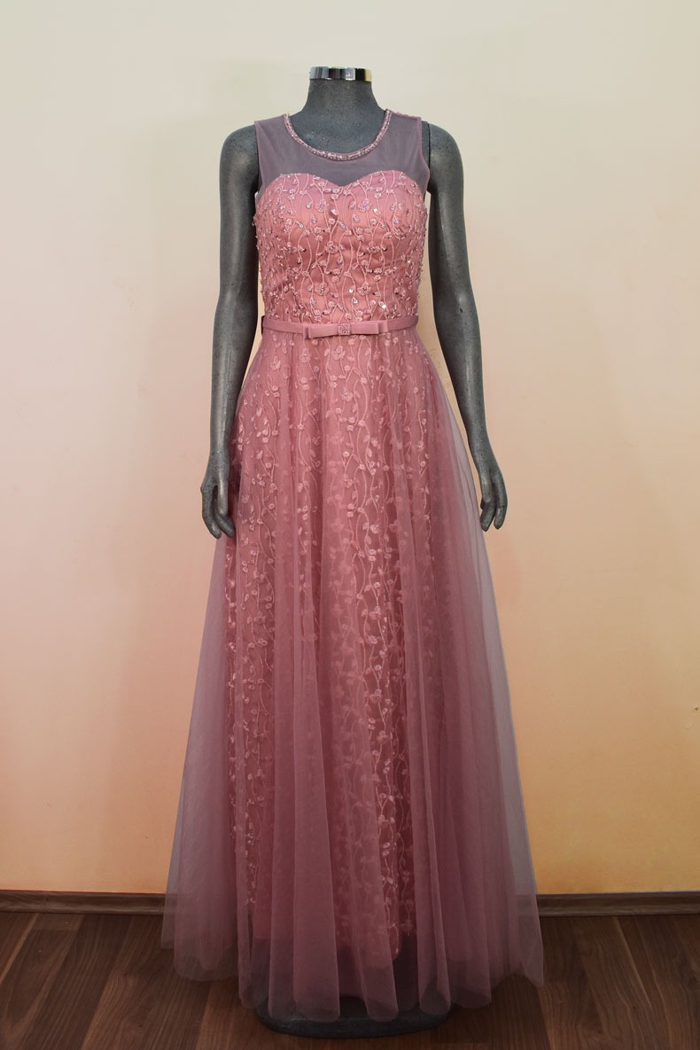 Renta de vestido de fiesta Largo Mod. VL1093 color rosa.