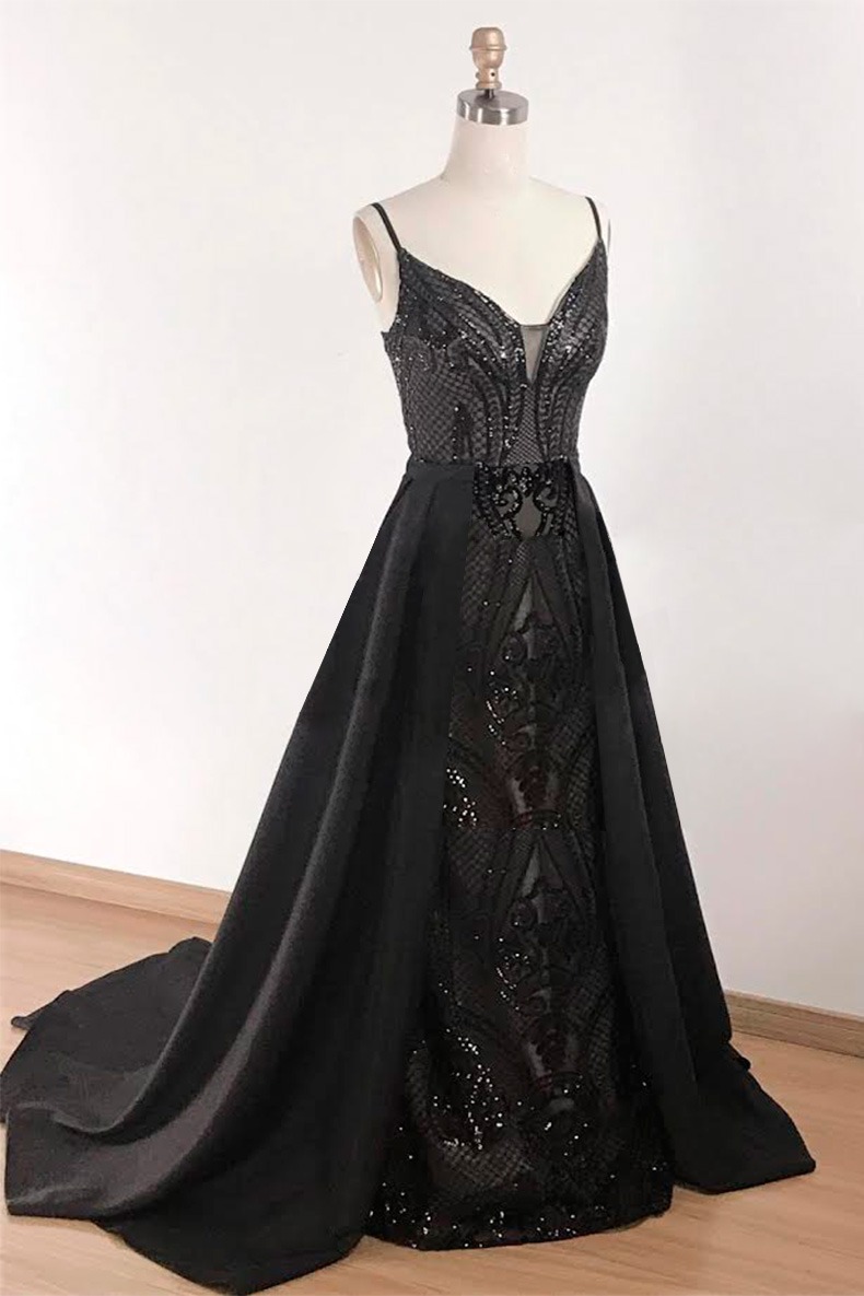 Renta de vestido de fiesta Largo Mod. VL10151 color Negro. 