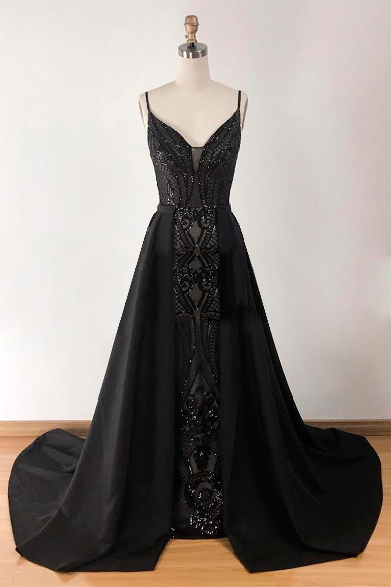 Renta de vestido de fiesta Largo Mod. VL10151 color Negro. 