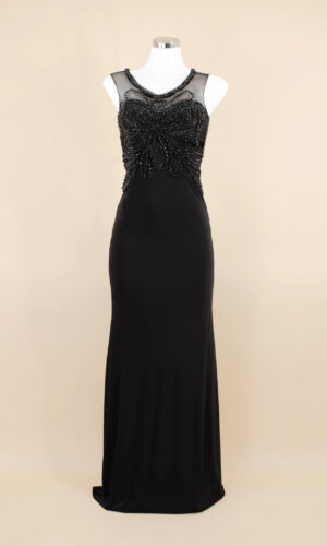 Vestido largo de noche talla 4 color negro