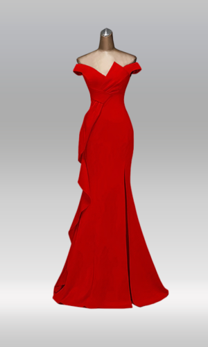 Vestido largo talla 12 color rojo con moño enfrente