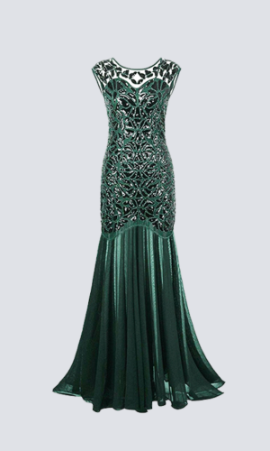 Vestido largo de noche talla 14 color verde con detalles en los hombros