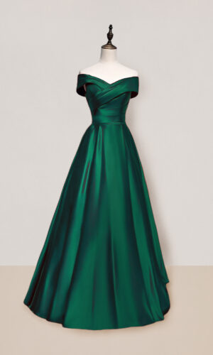 Vestido largo de noche talla 4 color verde esmeralda con corte de princesa