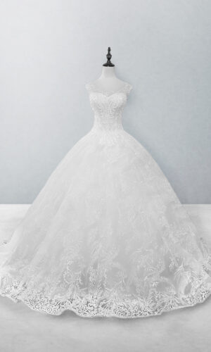 Vestido de novia corte de princesa talla 8 color blanco con plateado