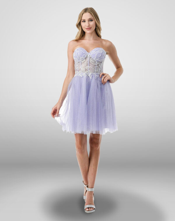 Vestido de fiesta corto color lila talla 8