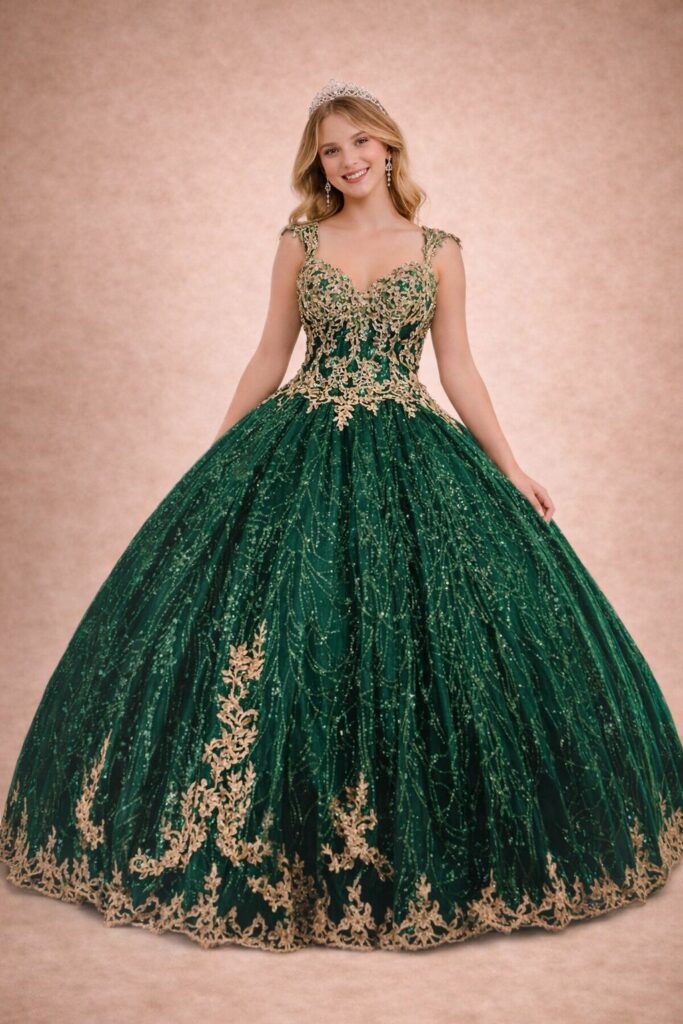 Verde Rey Vestido de XV años. L2821C . Color verde