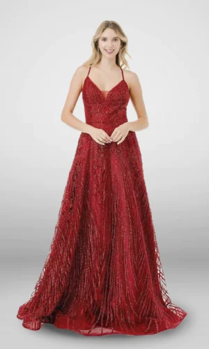 vestido de noche rojo elegante l2859w