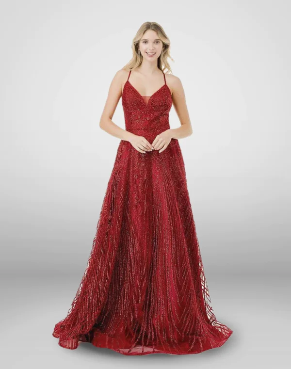 vestido de noche rojo elegante l2859w