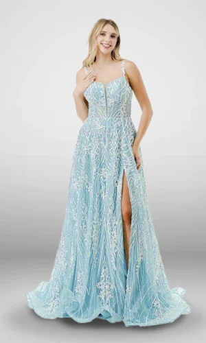 vestido de noche azul xl l2870j