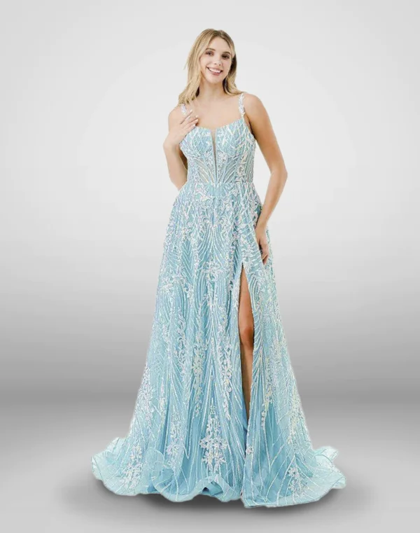 vestido de noche azul xl l2870j