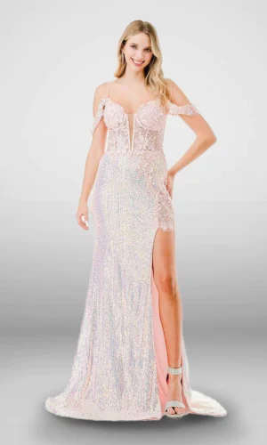 vestido de noche con lentejuela