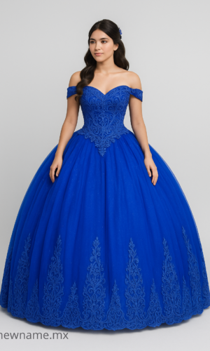 vestido de xv años color azul corte princesa