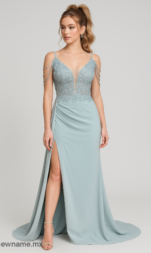 vestido de noche azul pastel talla xl