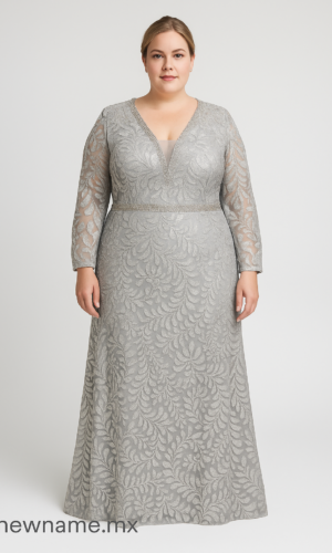 vestido de noche elegante color gris