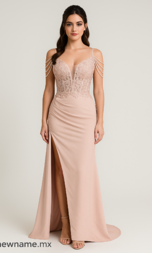 vestido de fiesta color palo de rosa