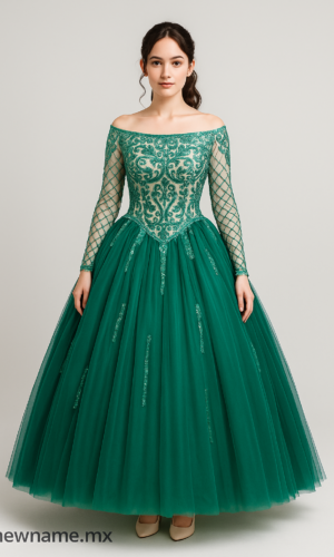 vestido xv años color verde esmeralda