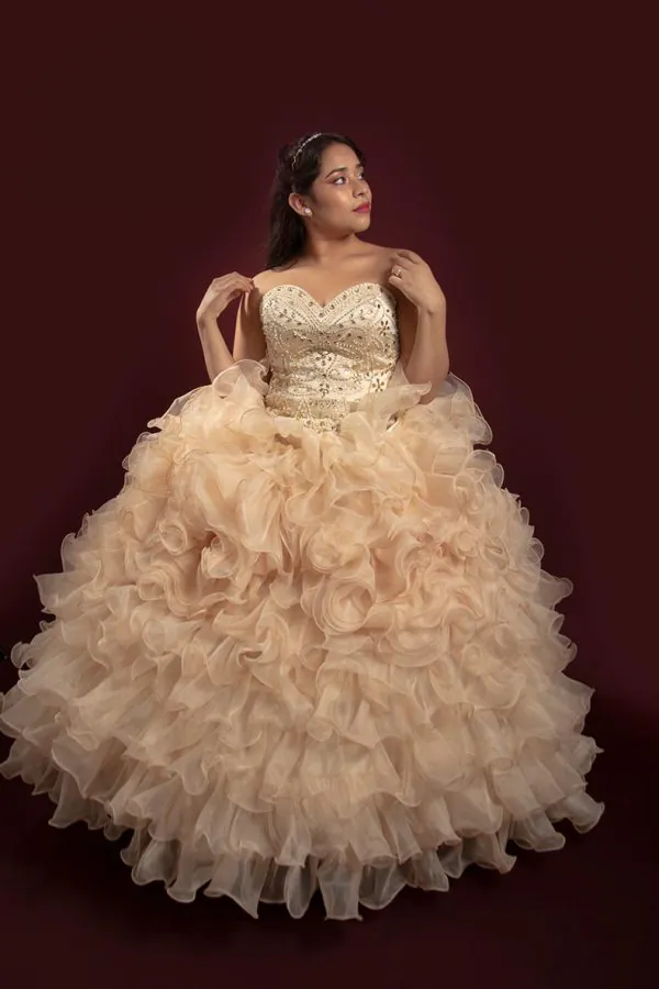 Vestido de XV años durazno