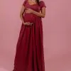 Vestido de maternidad rojo borgoña