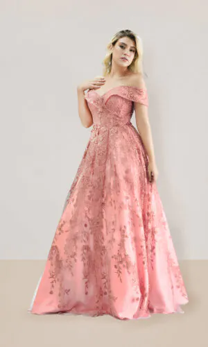 vestido de noche rosa talla 12 hombros descubiertos