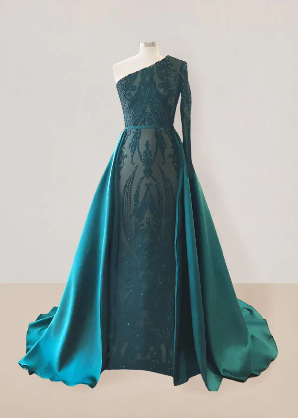 vestido de fiesta color azul turquesa talla 12 mangas largas