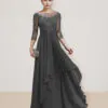 Vestido de noche gris lobo