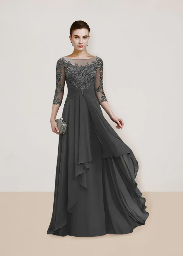 Vestido de noche gris lobo