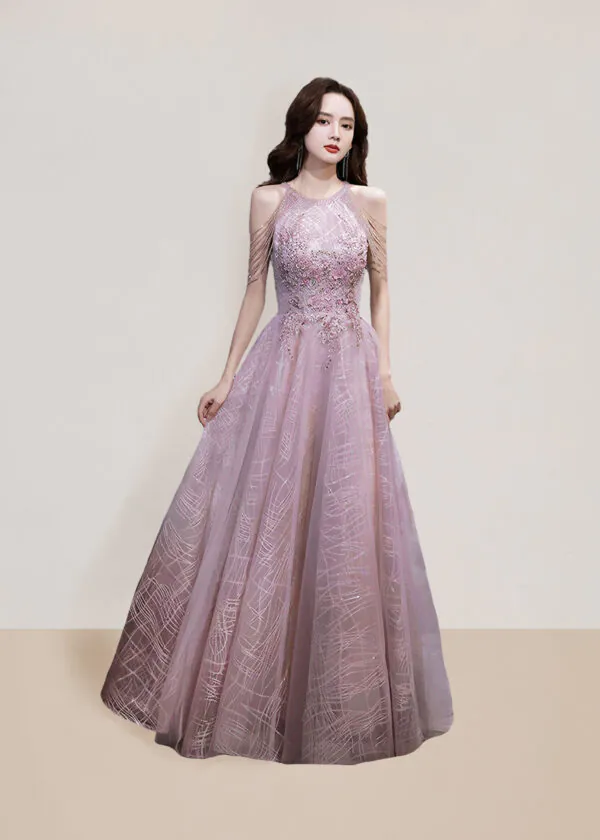 Vestido largo de princesa talla 4 color lila