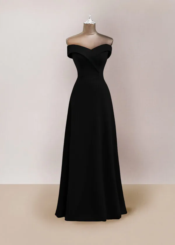 Vestido largo talla 14 color negro escote estraple