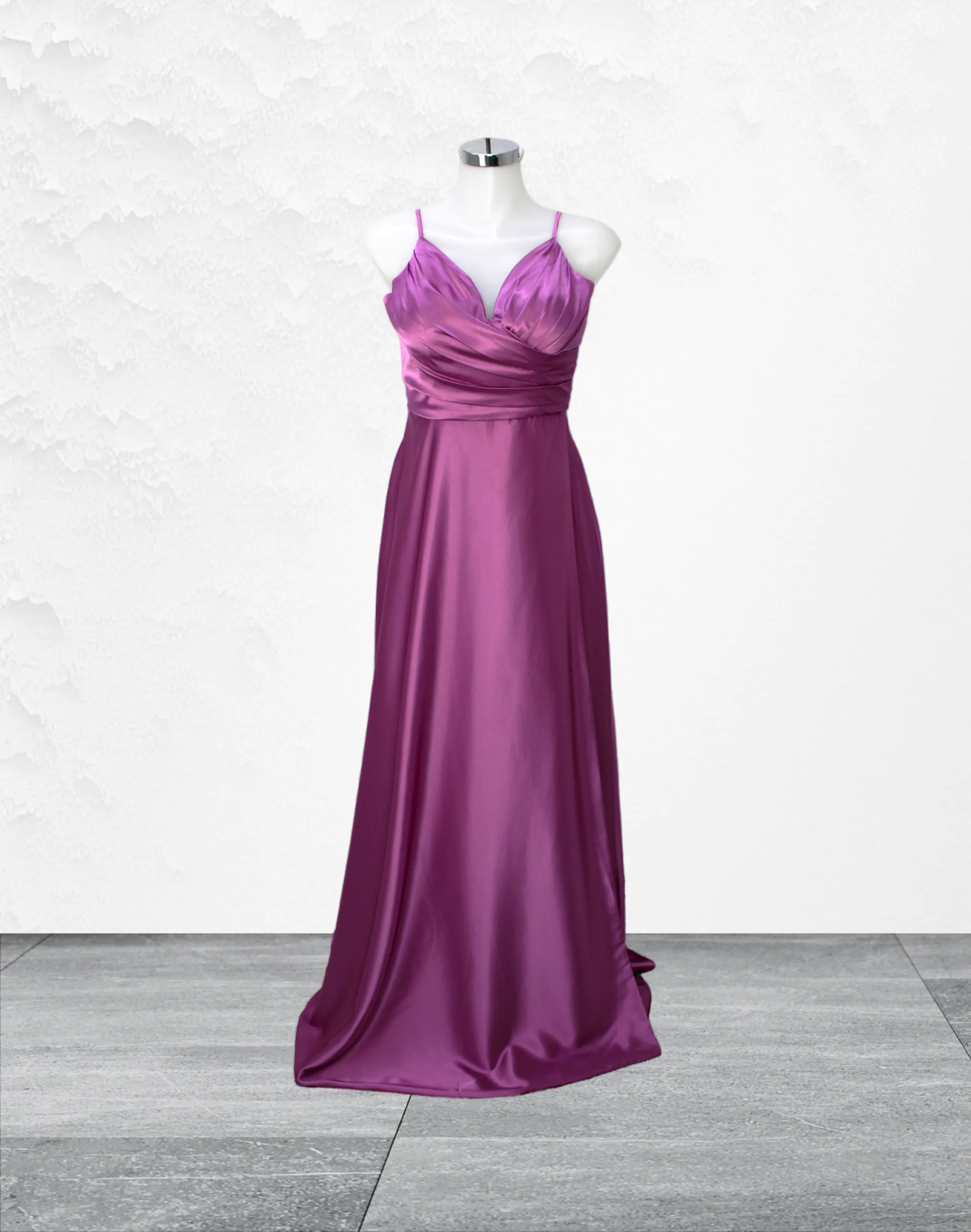 Vestido de noche largo rosa fucsia plisado de satín con tirantes sin mangas talla 10