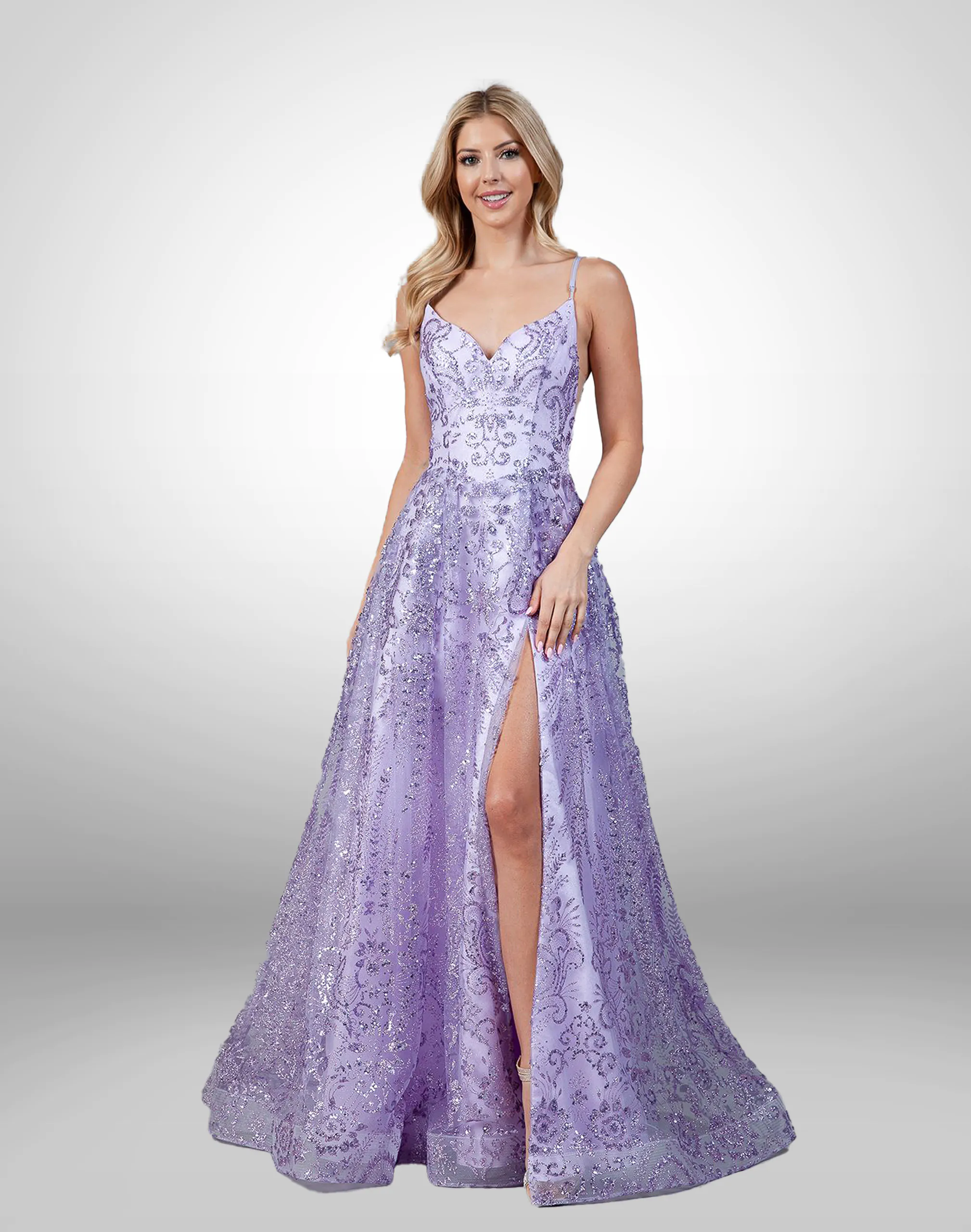 Vestido de fiesta color lila talla 12