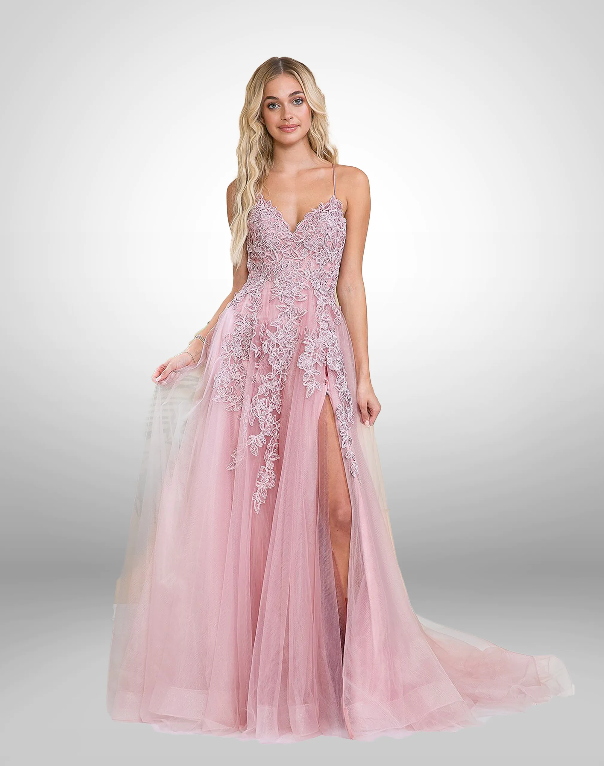 Vestido de fiesta color rosa talla 6