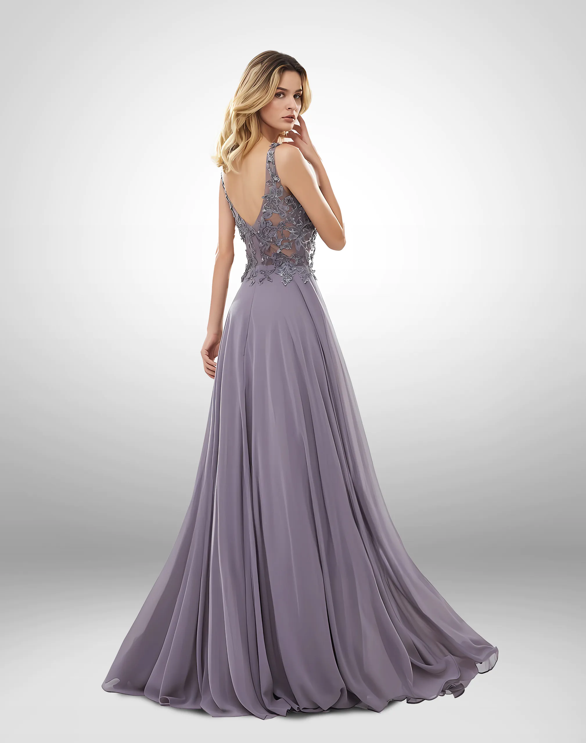 Vestido de noche morado modelo VL7704