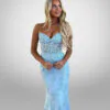 Vestido de fiesta color azul cielo talla 6