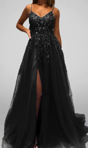 Vestido de noche color negro talla 8