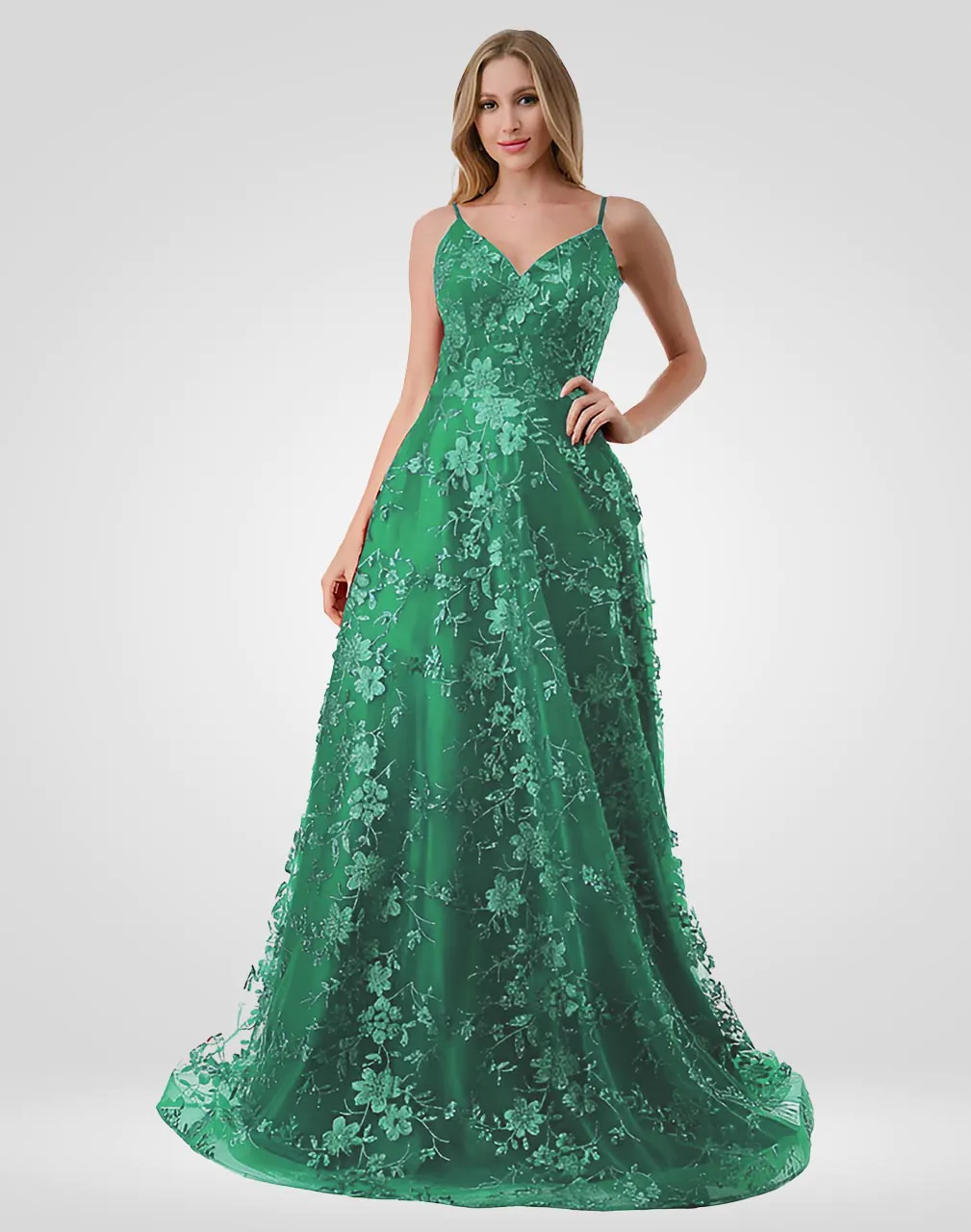 Vestido de noche color verde talla 8