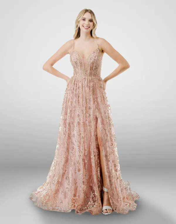 Vestido de noche color rosa talla 6