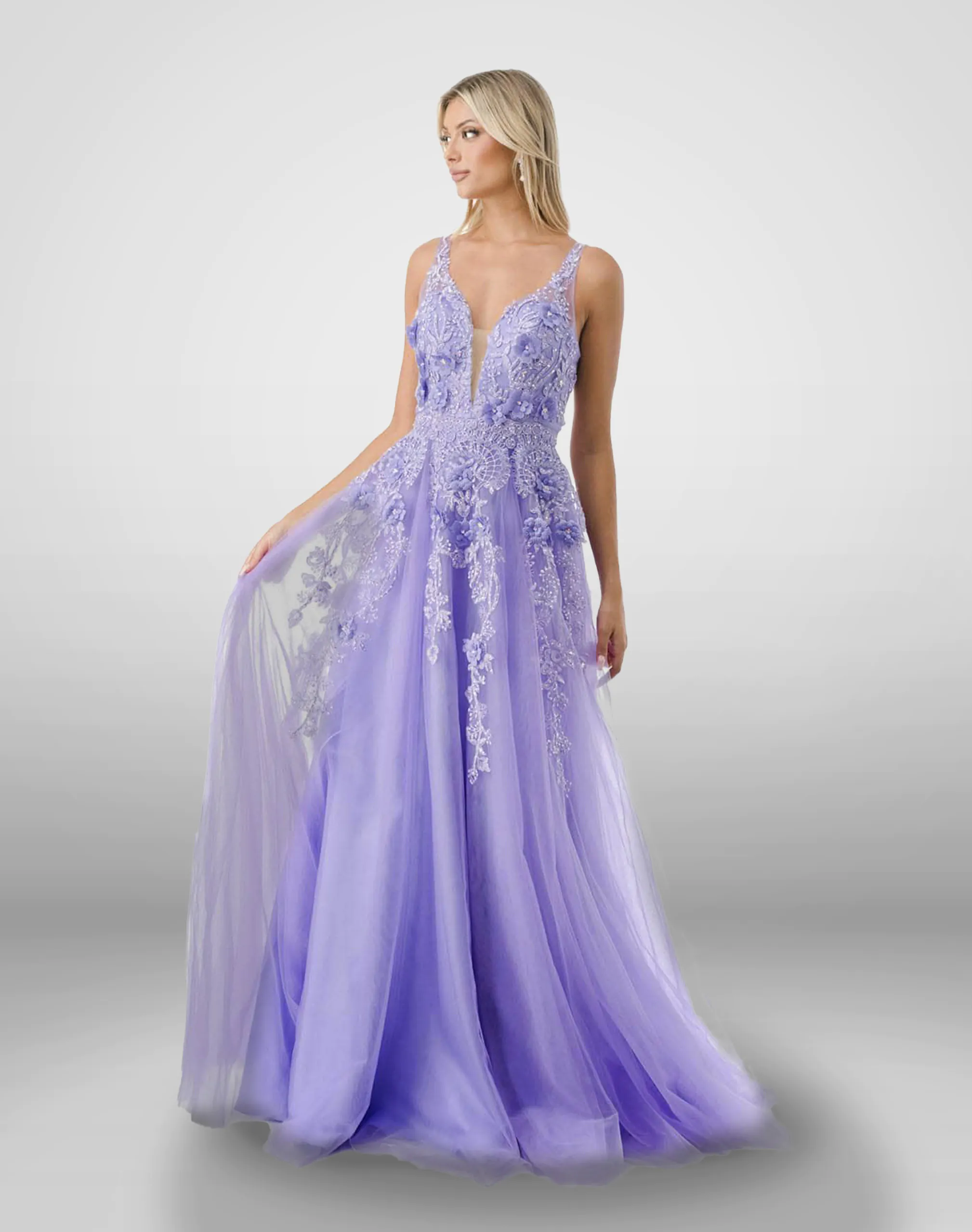 Vestido de fiesta color lila talla 8