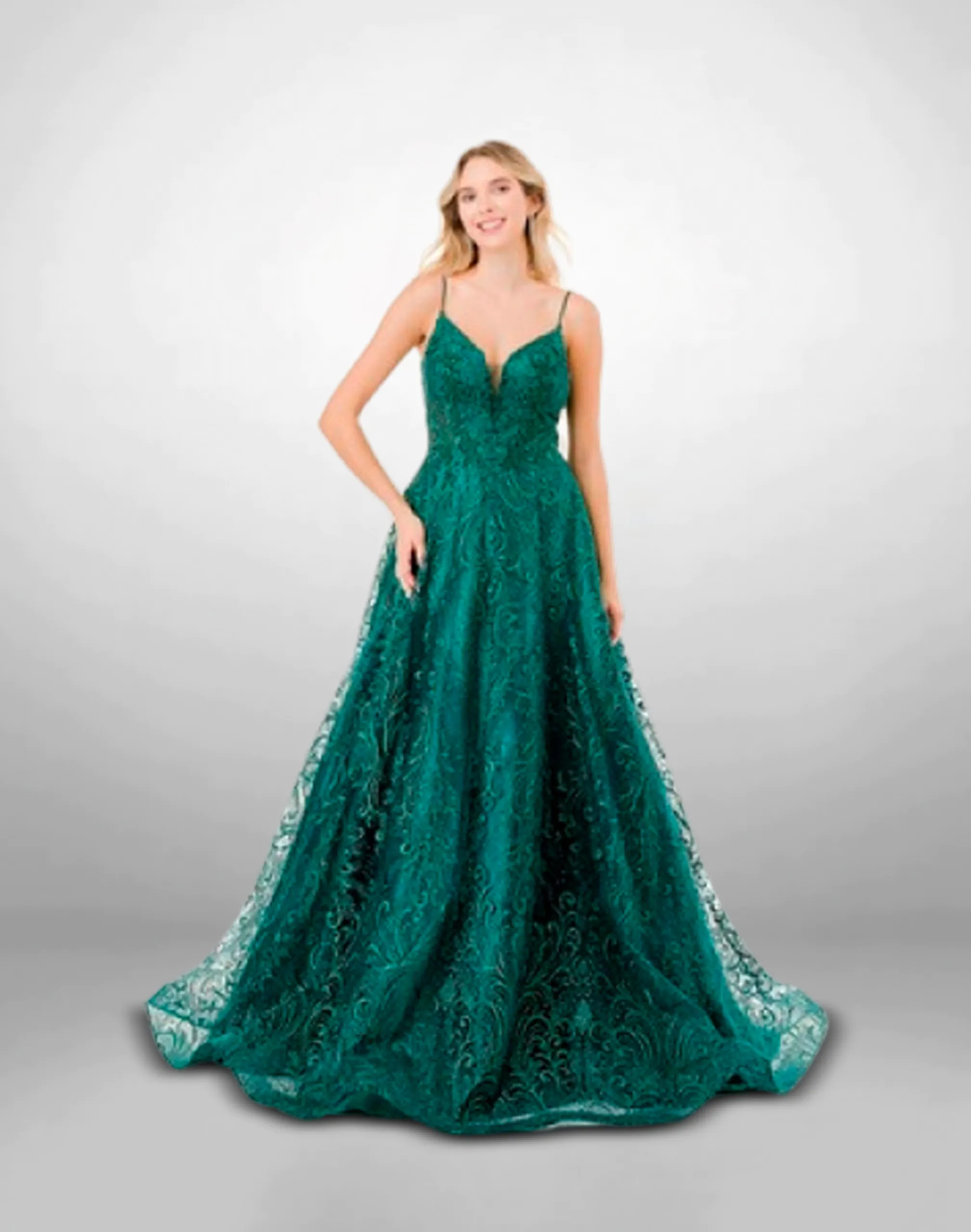 vestido de nocha verde largo l2862w