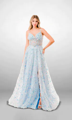 vestido de fiesta azul l2871j