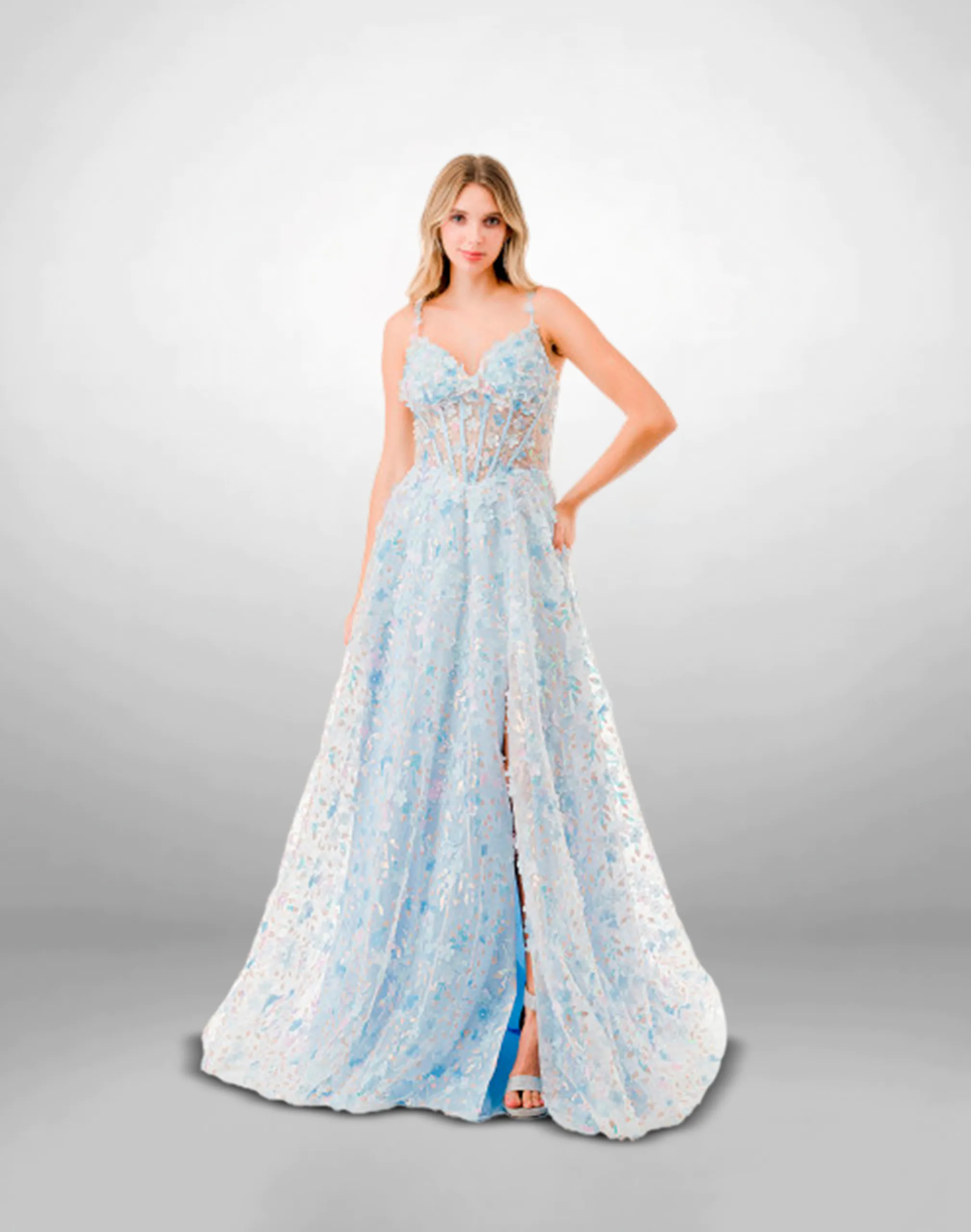 vestido de fiesta azul l2871j