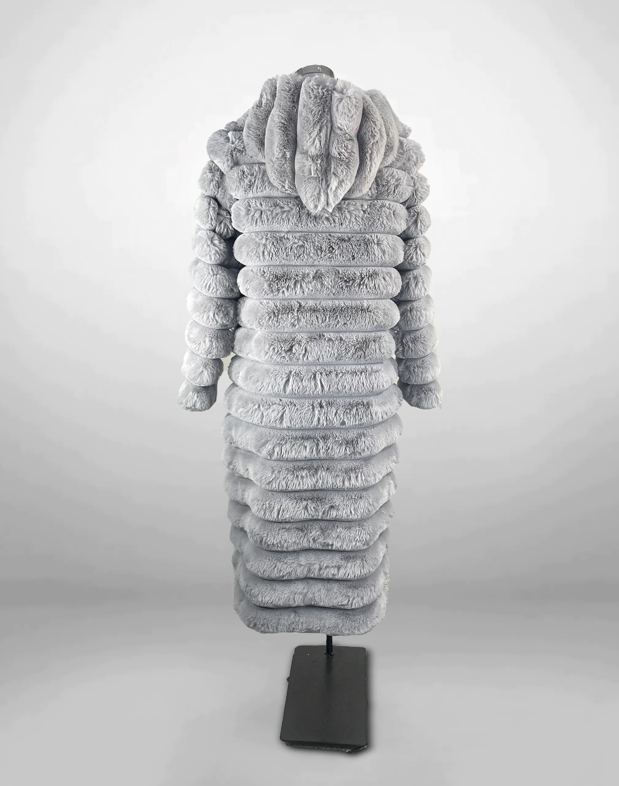 Abrigo Largo de Peluche Gris - Image 3