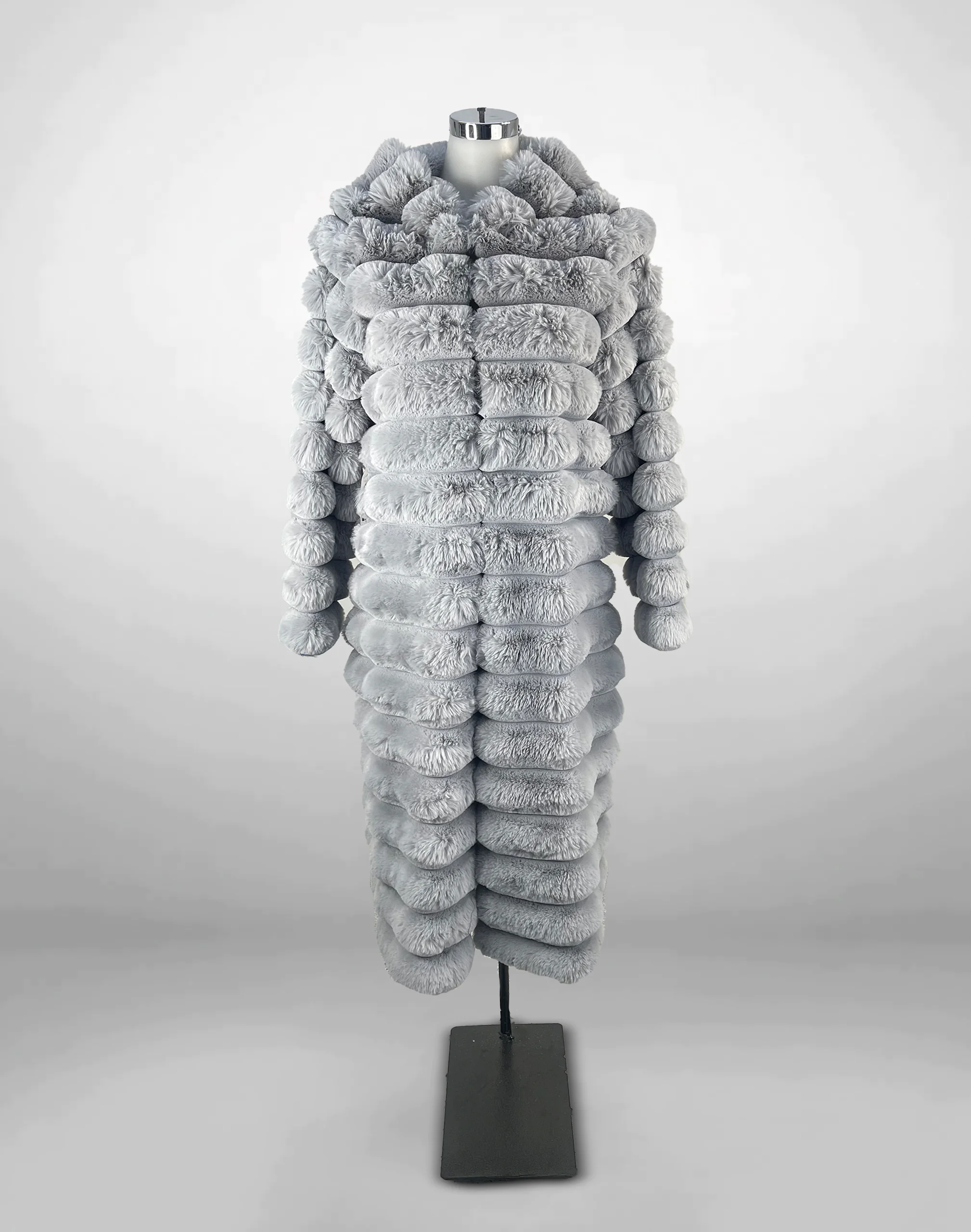 Abrigo Largo de Peluche Gris