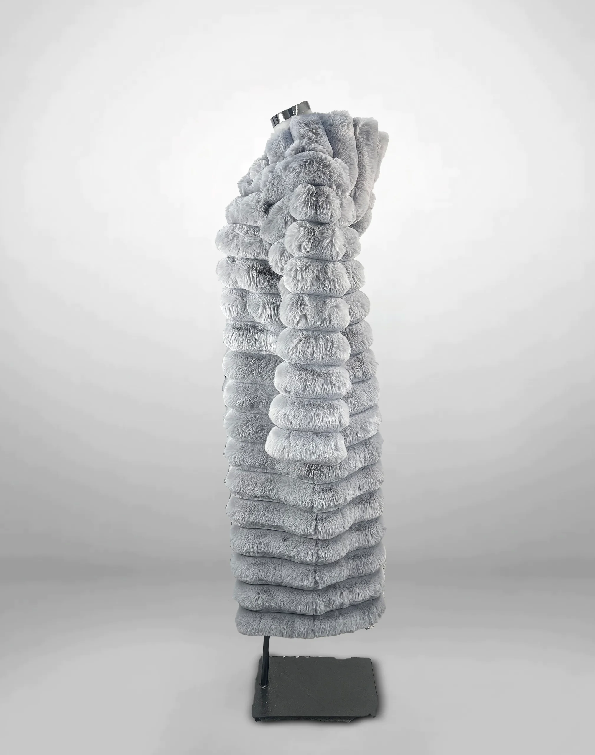Abrigo Largo de Peluche Gris - Image 2