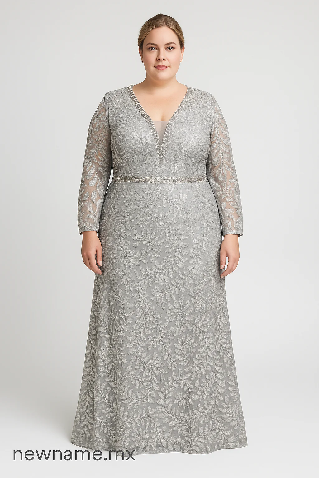 vestido de noche elegante color gris