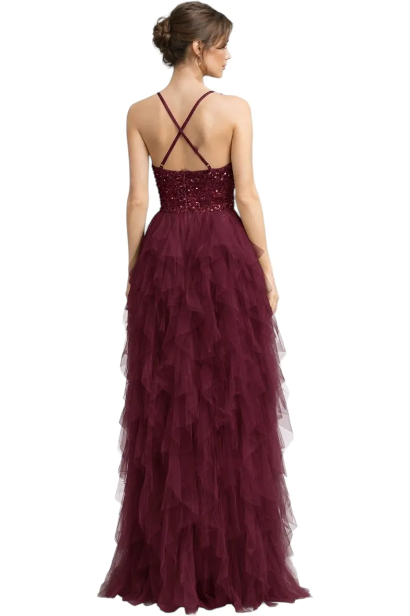 Vestido de noche vino modelo 24GW